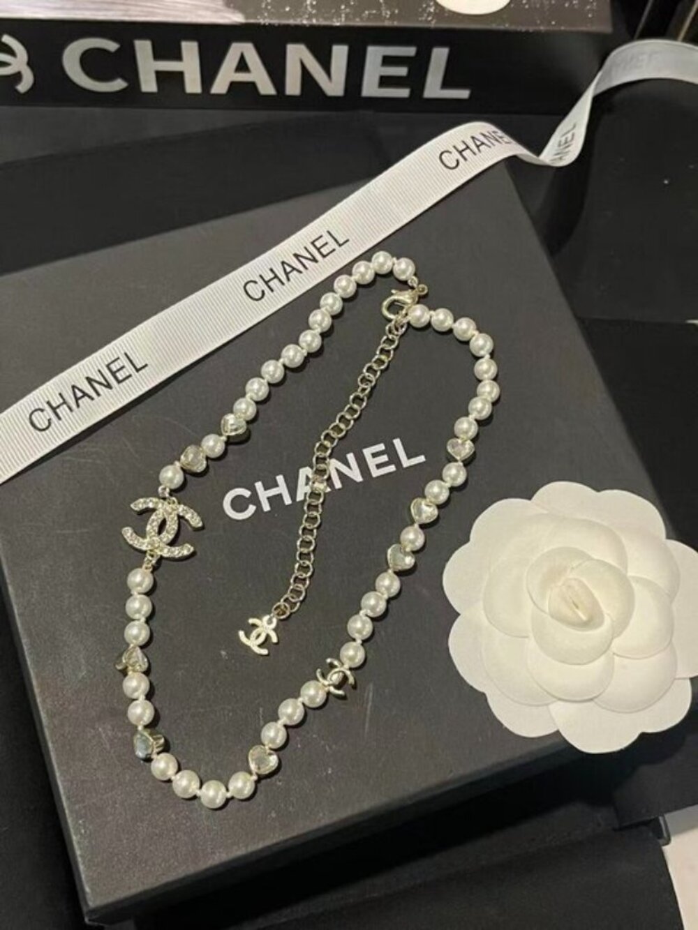 Chanel Classic Pearl and CC Logo Necklace